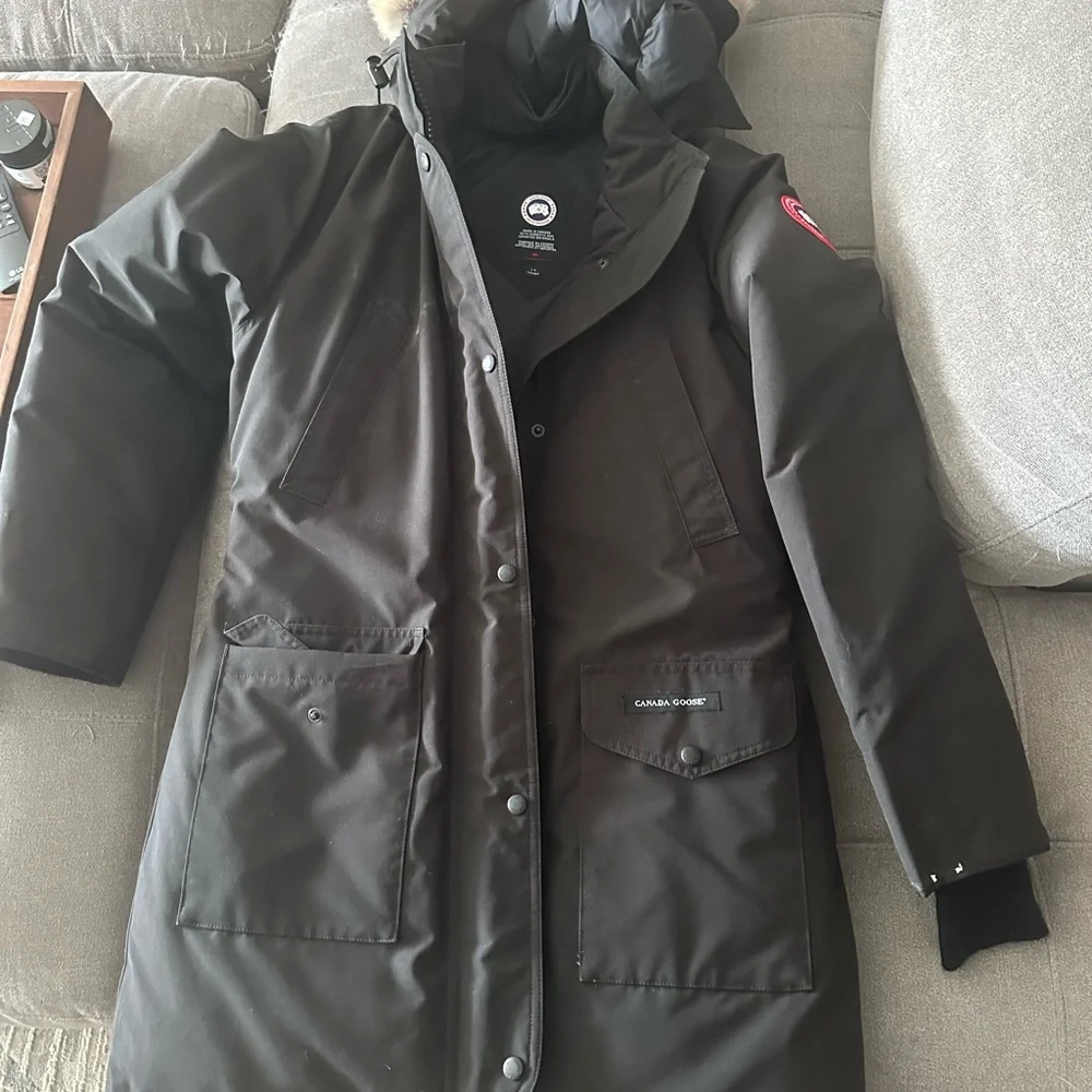 Canada Goose Black Jacket with Red and Blue Logo - Picture 2 of 6